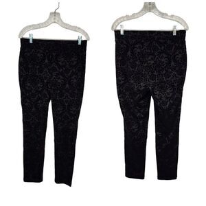 Roz & Ali Pull-On Velvet Floral Leggings Size Medium